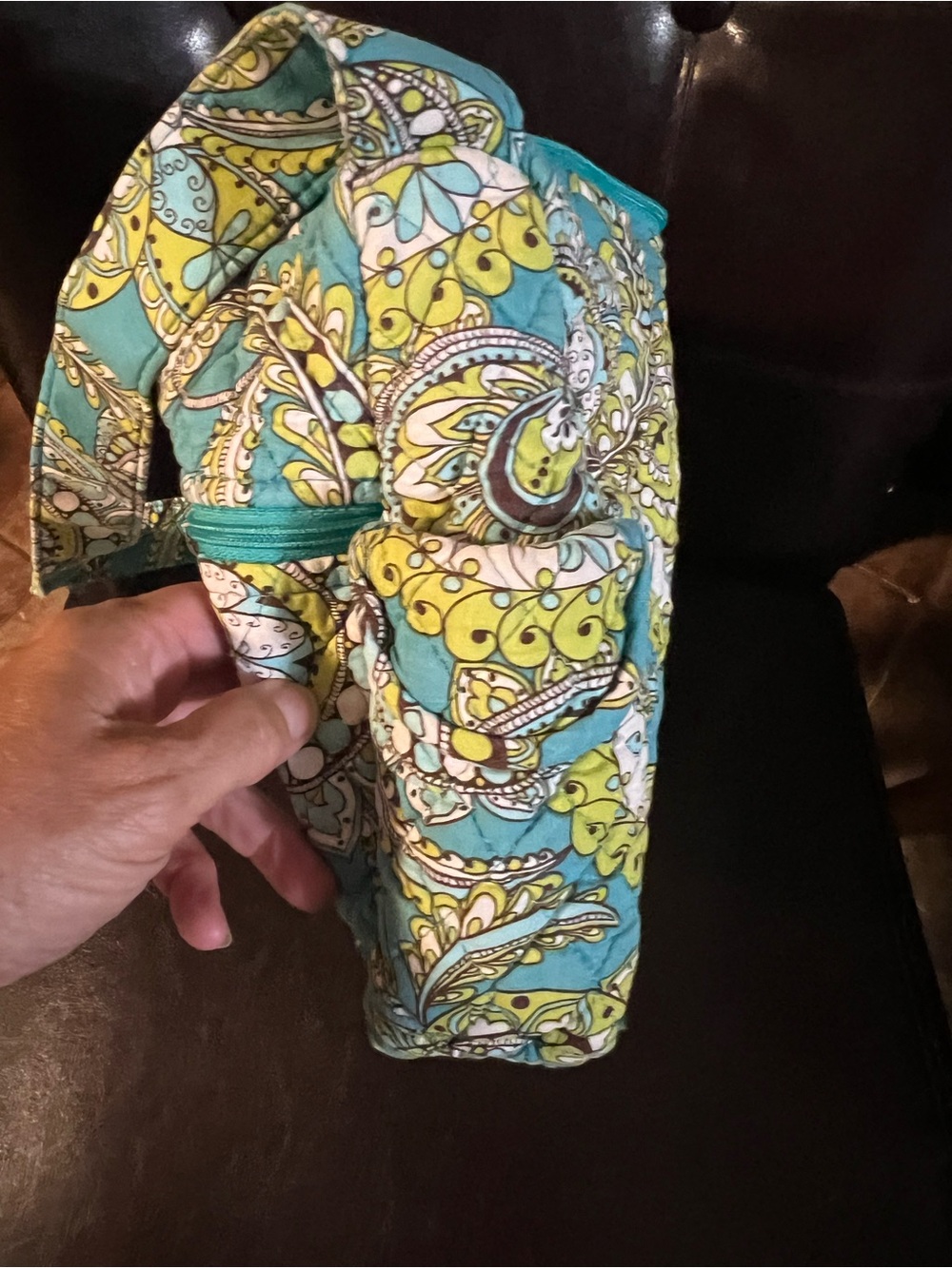 Vera Bradley Quilted Retired Peacock Crossbody Bag in Teal and Yellow - Picture 6 of 13